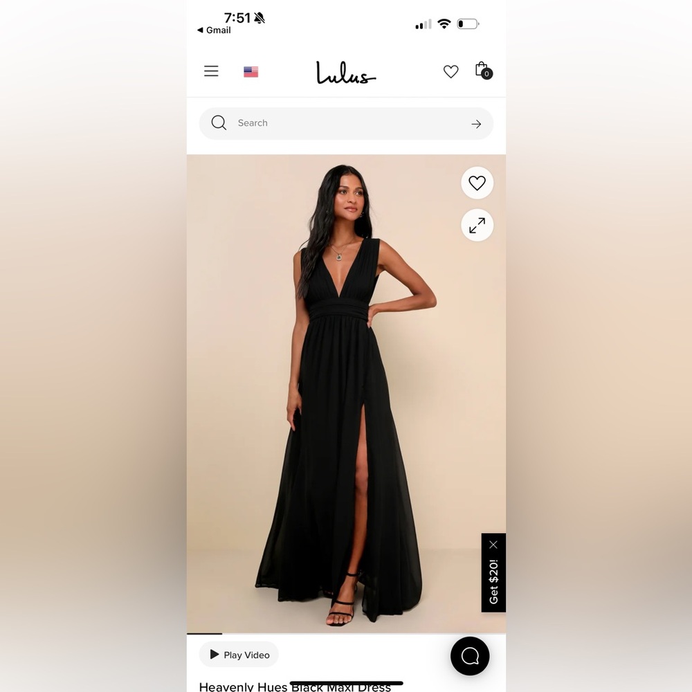 Lulu's Black Sleeveless V-Neck Gown